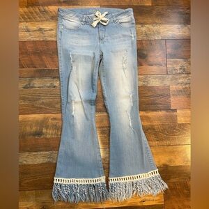 Distressed and stonewashed boho jeans